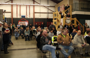 The meeting Thursday night with the combined boards of Madison Township Advisory Board and Harrison Township Fire District drew more than 150 people, leaving many standing where they could, including the staircase.